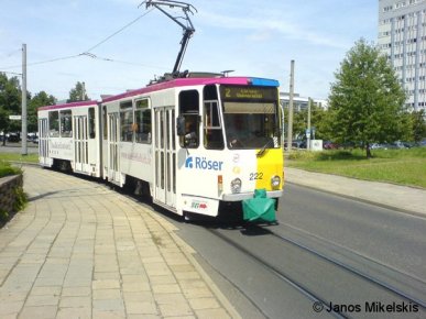 Straßenbahn der Linie 2 in Frankfurt (Oder) mit dem Fahrziel 